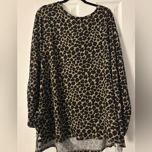 Plus 4XL Leopard Print Long Top